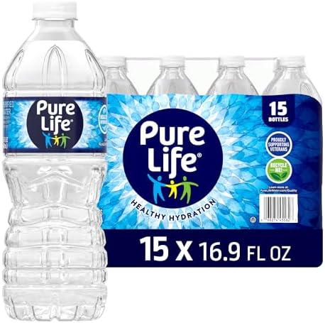 Pure Life purified bottled water in 16.9 fl oz bottles with Toy Story 5 packaging, mineral-enhanced still drinking water, 15-pack