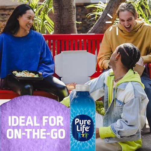 Pure Life 18-pack of 20 fl oz aluminum bottles of purified bottled water with minerals for a crisp, refreshing taste.