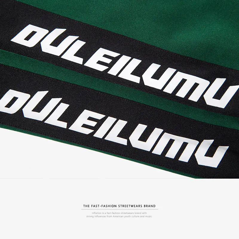 2020 Autumn Color Block Striped Letter Print Joggers