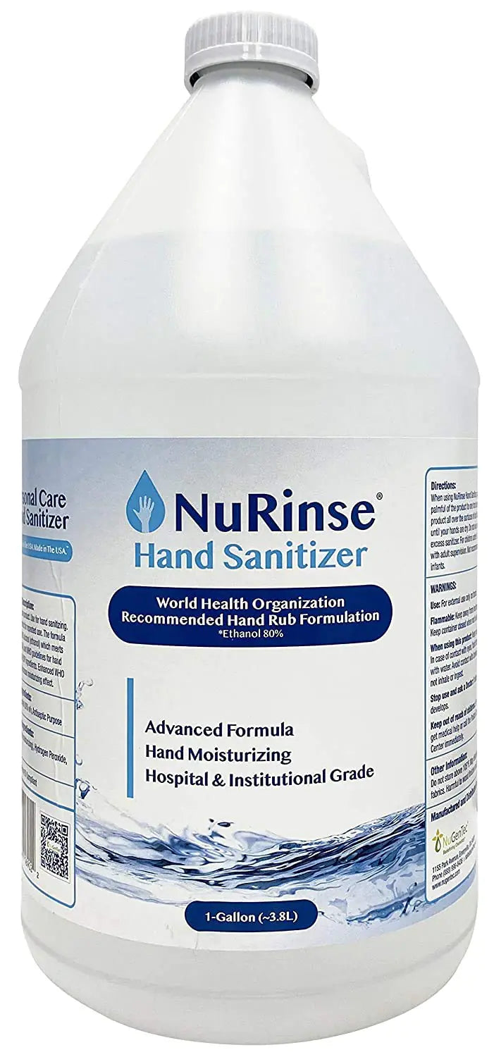 NuRinse Liquid Hand Sanitizer - One Gallon Medical Grade 80% Alcohol (128 fl oz) - Made in USA……