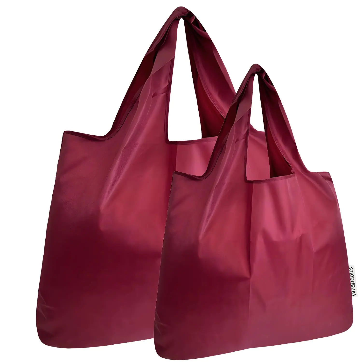 allydrew Large & Small Foldable Tote Nylon Reusable Grocery Bags Set of 2 Burgundy