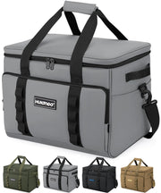 Hulongo 38L Large Soft Sided Collapsible Cooler Bag Insulated Portable Soft Ice Chest for Travel Camping Beach Grocery Grey