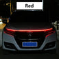 Blue 150cm LED daytime running light strip from QGT Light Store on car hood, decorative ambient lamp, auto engine hood guide, 12V.