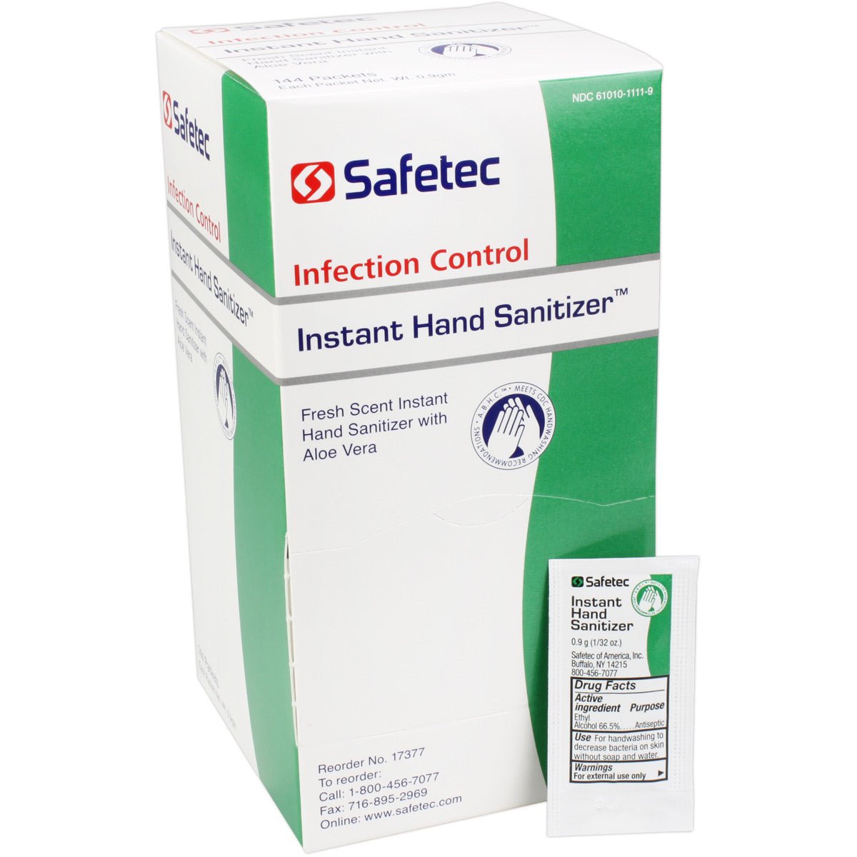 Hand sanitizer Fresh in 0.9g pouches, hygiene product from quakekits.com, 144 pouches per box for on-the-go sanitation.