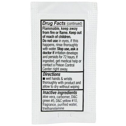 Fresh hand sanitizer in 0.9g pouch by Quakekits.com, 25 per box for hygiene and on-the-go cleanliness.