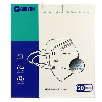 20-pack of KN95 masks from QuakeKits Tools, showing protective face masks with ear loops and white material.