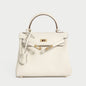 Queens Mini Top Handle Palm-Grain Calfskin Bag – Structured Leather Satchel with Turn-Lock Closure
