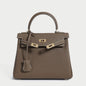 Queens Mini Top Handle Palm-Grain Calfskin Bag – Structured Leather Satchel with Turn-Lock Closure