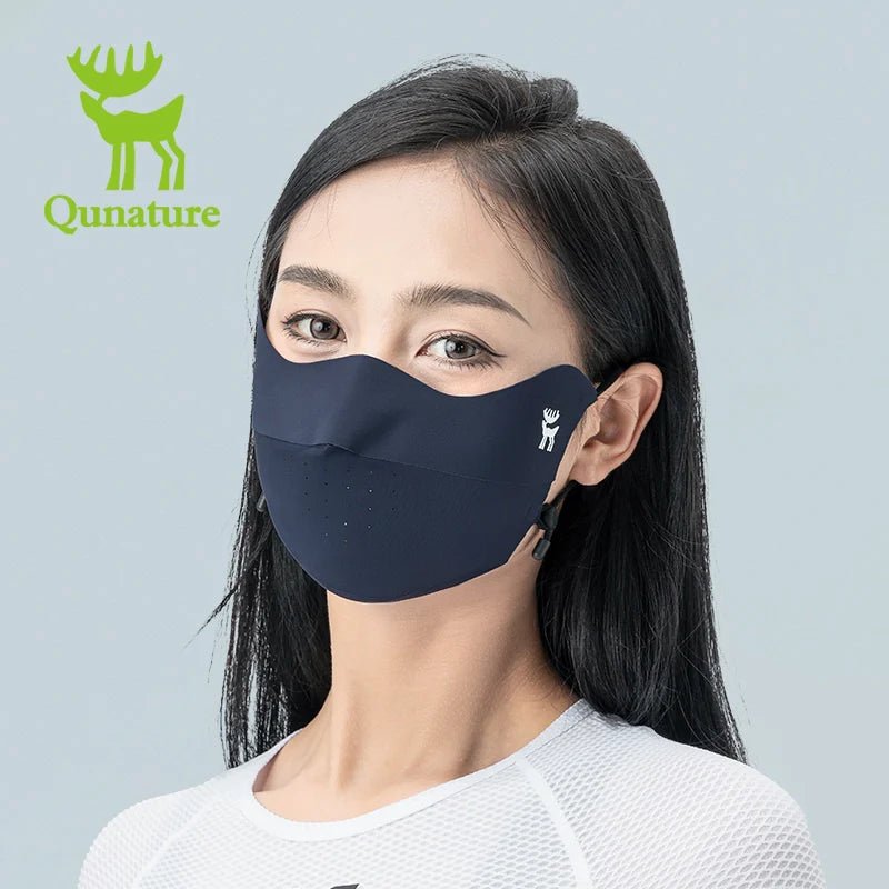 Dark gray Qunature Global UV protection face mask, breathable with eye coverage, adjustable fit, reusable and comfortable for daily wear.