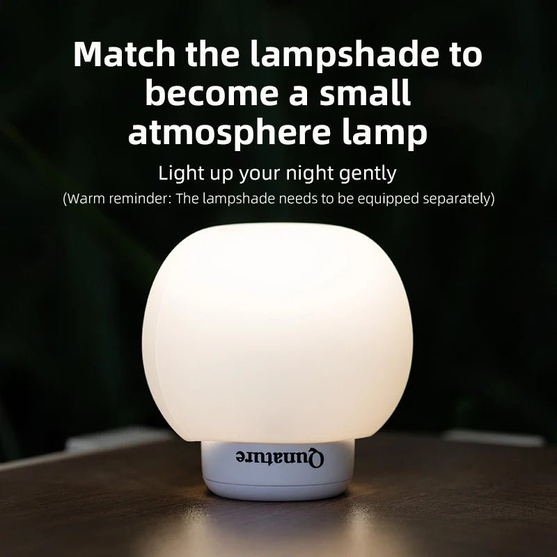 Qunature Global mini air pump with 4.5KPa pressure, 1600mAh battery, and built-in camping light in white