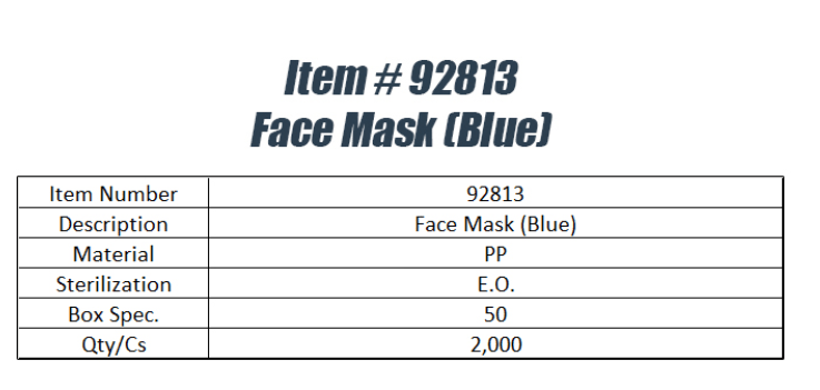 Blue face mask from QV Medical Supplies featuring adjustable ear loops and breathable fabric for comfortable wear.