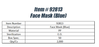 Blue face mask from QV Medical Supplies featuring adjustable ear loops and breathable fabric for comfortable wear.