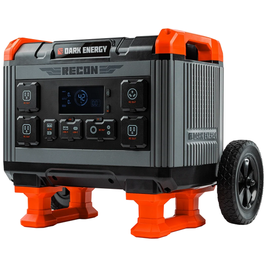 Dark Energy Recon 2000 Power Station with multiple charging ports and digital display, portable energy backup for devices