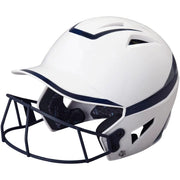 CHAMPRO womens Rise Pro Fastpitch HX Softball Batting Helmet with Facemask White Navy Medium US