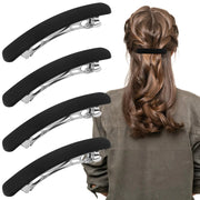 Atoden Hair Clip Black Matte Barrettes for Women 4Pcs Flat Hair Clips for Thin Fine Hair Hair Pins for Short Medium Hair Cute Hair Accessories for Women Girls