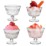 CHPINDAM Vintage Glass Dessert Bowls Dessert cups Set of 4 9 oz Sundae Cups for Ice Cream Fruit Pudding small snacks Yogurt and Appetizers (4)