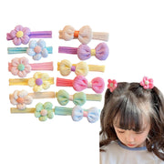 12PCS Little Girls Hair Ties Cute Bow Hair Ties Sweet Flowers Elastic Hair Ties Soft Ponytail Holder Hair Ropes Candy Colors Hair Ties with Bows Girls Hair Accessories