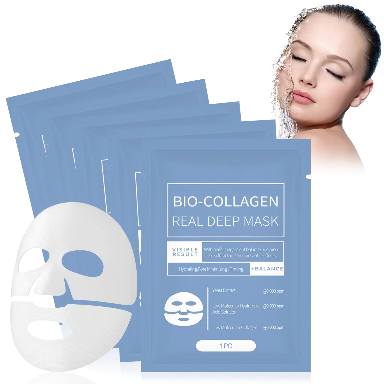 Sungboon Collagen Mask Biodance Collagen Face Mask Bio Collagen Face Mask Overnight Deep Collagen Anti Wrinkle Lifting Mask Collagen Mask for Face For Lifting Firming And Moisturizing (5PC)