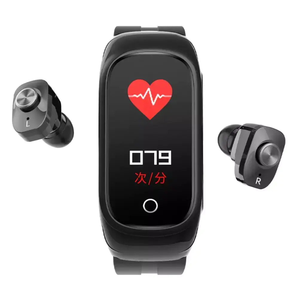 2-In-1 Smart Bracelet With Wireless Earbuds - Fitness Tracker, Heart Rate Monitor & Music Control