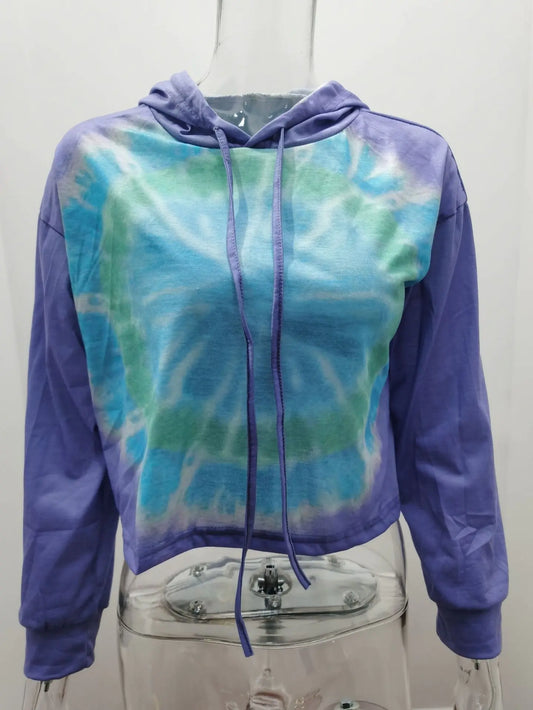 Ombre Tie Dye Hoodie with Long Sleeves
