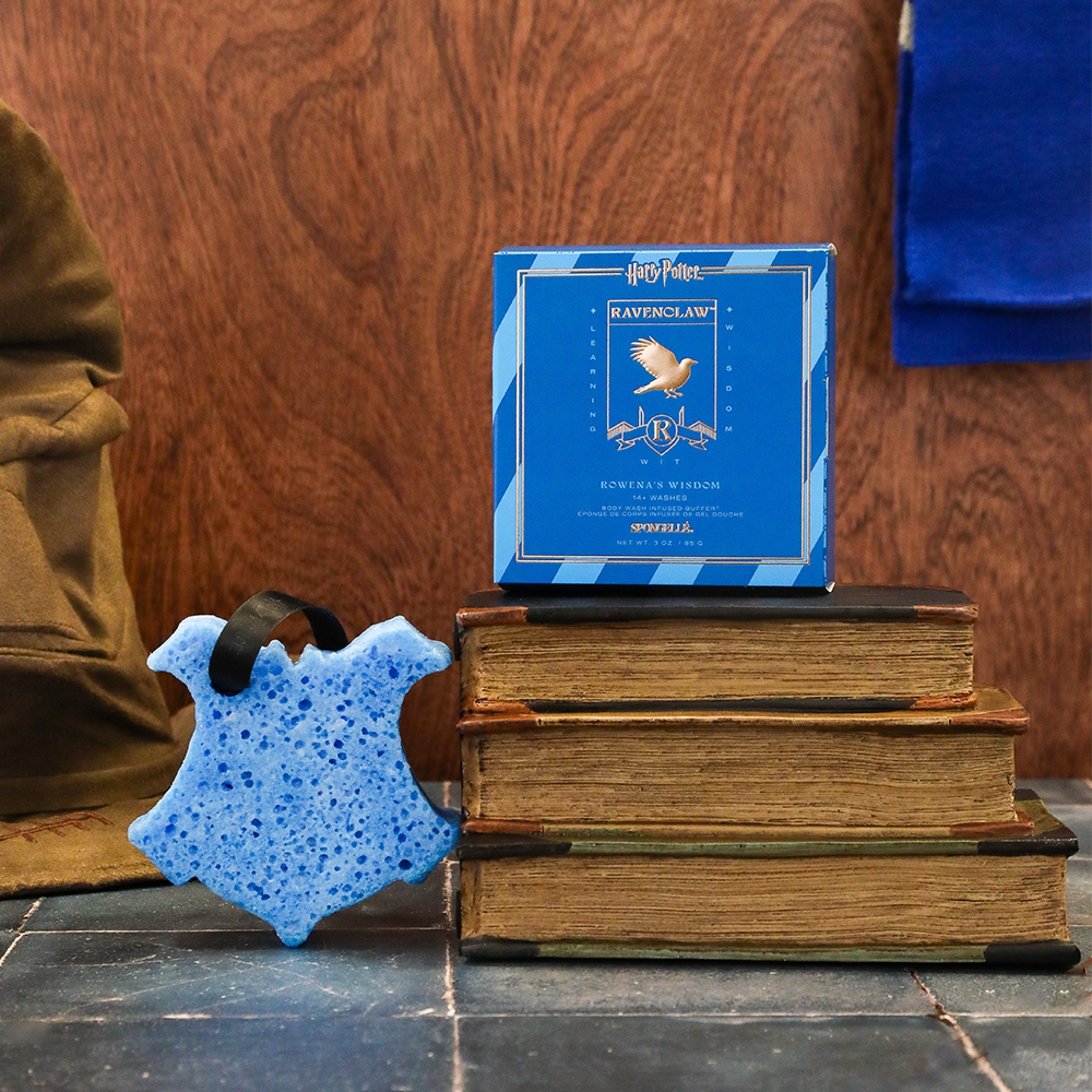 Ravenclaw™ Rowena's Wisdom Buffer by Spongellé, a Harry Potter™ Collection body wash infused buffer with blue and silver accents.