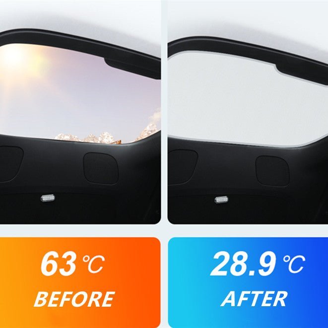 Tesla Model Y rear liftgate sunshade by Tesery Official Store, providing shade and UV protection for the vehicle's rear liftgate.