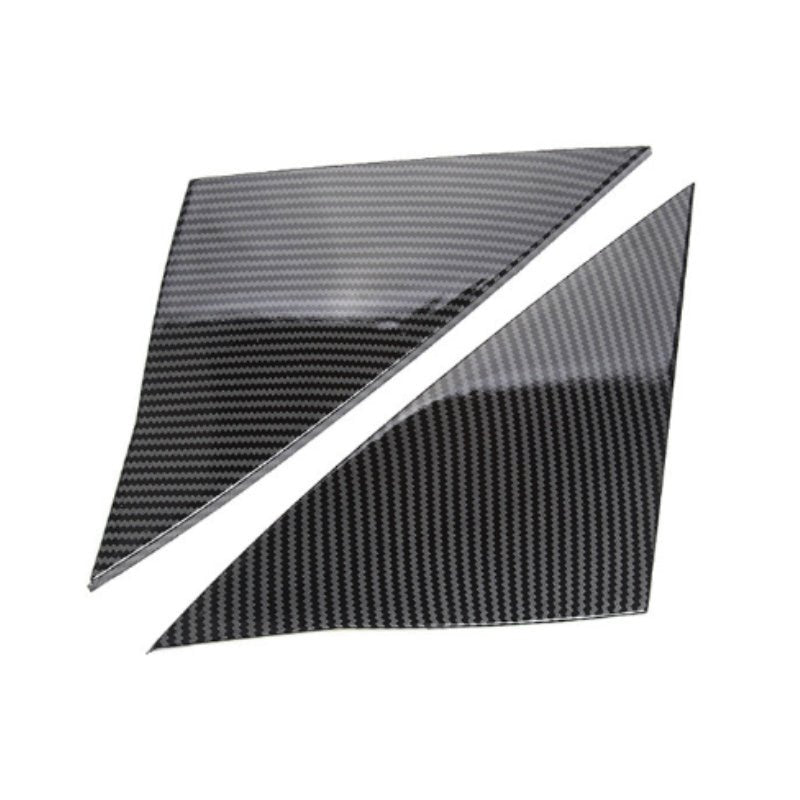 Tesla Model Y 2020-2025 A-pillar accent overlays, rear-view mirror triangle trim, self-adhesive exterior decor by Tesery.