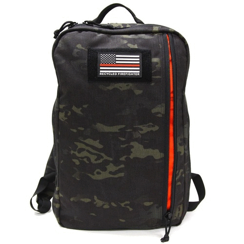 Recycled Firefighter black 24 Hour Backpack with multiple compartments and durable design for everyday use.