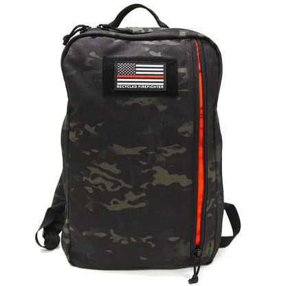 Recycled Firefighter black 24 Hour Backpack with multiple compartments and durable design for everyday use.