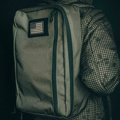 Black Recycled Firefighter 24 Hour Backpack with multiple compartments and sturdy straps for daily use and outdoor adventures.