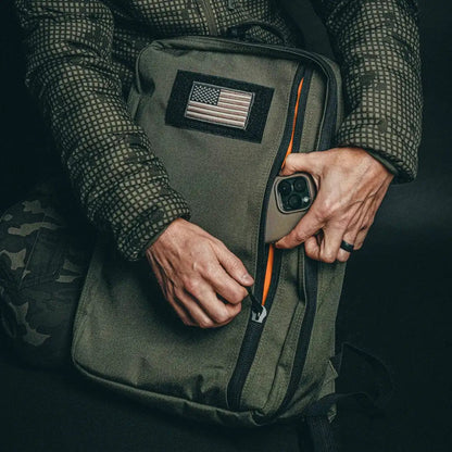 Black Recycled Firefighter 24 Hour Backpack with multiple compartments and sturdy straps for durable everyday use.