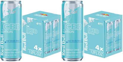 Red Bull Energy Drink variety pack with 24 cans featuring White Peach, Iced Vanilla Berry, Pink Edition Wild Berries, 8.4 fl oz.
