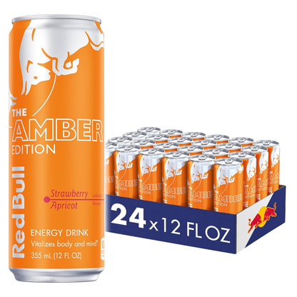 Red Bull Energy Drink Variety Pack with White Peach, Iced Vanilla Berry, Pink Edition, 8.4 fl oz cans, 24-pack in two boxes.