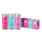 Red Bull Iced Vanilla Berry energy drink cans, 8.4 fl oz, with red and purple branding, arranged in packs of four.