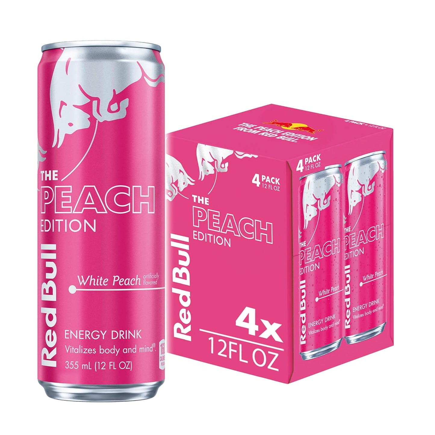 Four cans of Red Bull Red Edition Watermelon Energy Drink, 8.4 fl oz, with bright red and watermelon-themed design.