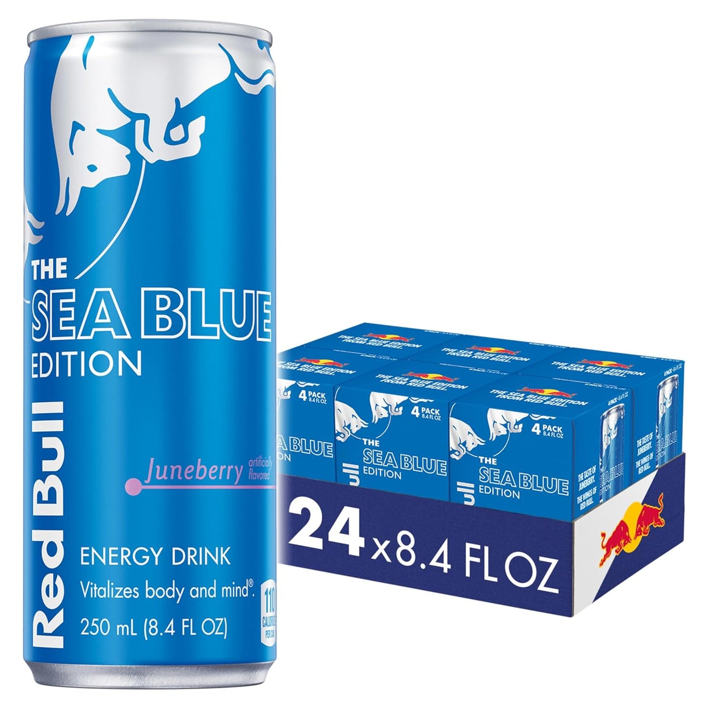 Four cans of Red Bull Red Edition Watermelon Energy Drink, 8.4 fl oz each, with vibrant red and watermelon-themed design