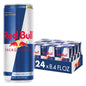Six packs of Red Bull Energy Drink cans, 8.4 fl oz each, featuring red and silver design with energy drink branding.