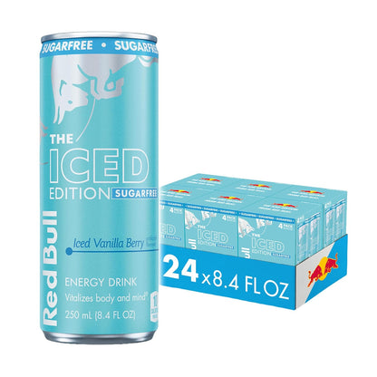 Red Bull Sugar-Free Summer Edition Sudachi Lime energy drink cans, 12 fl oz, displaying vibrant red and green packaging with citrus images.