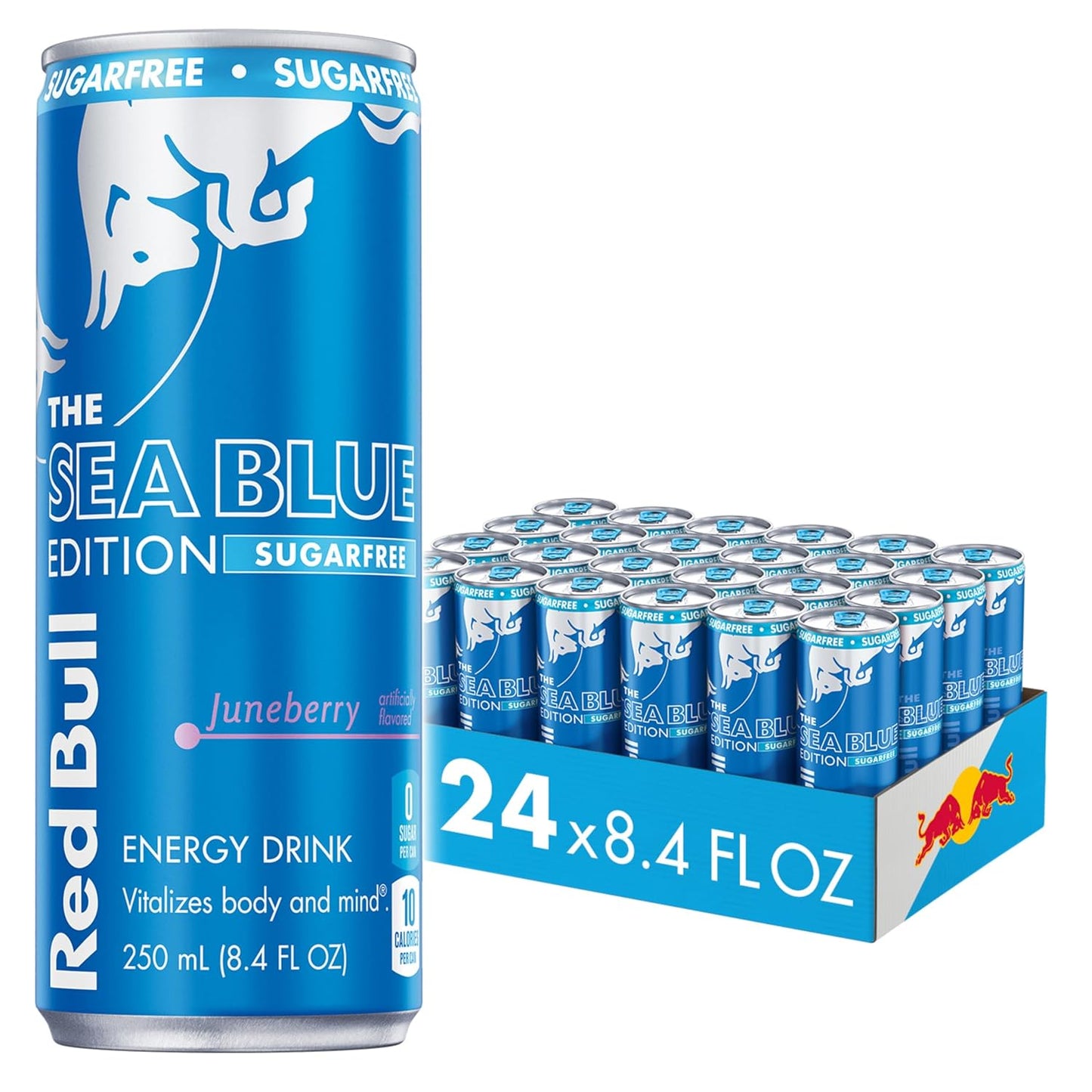 Red Bull Sugar-Free Summer Edition Sudachi Lime energy drink cans, 12 fl oz, pack of 24, featuring caffeine, taurine, and B vitamins.