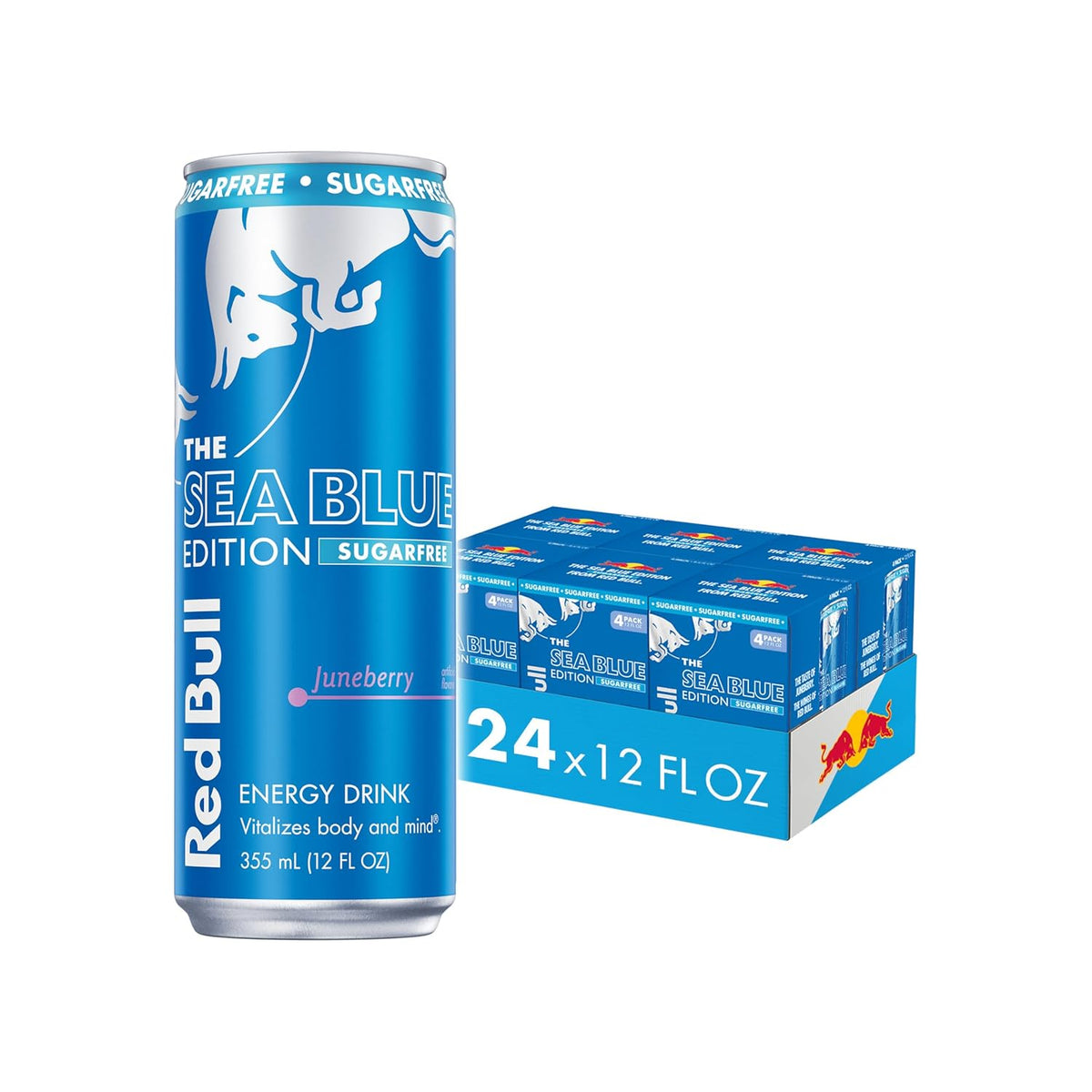 Red Bull Sugar-Free Summer Edition Sudachi Lime Energy Drink cans, 12 fl oz, pack of 24, featuring caffeine, taurine, and B vitamins.
