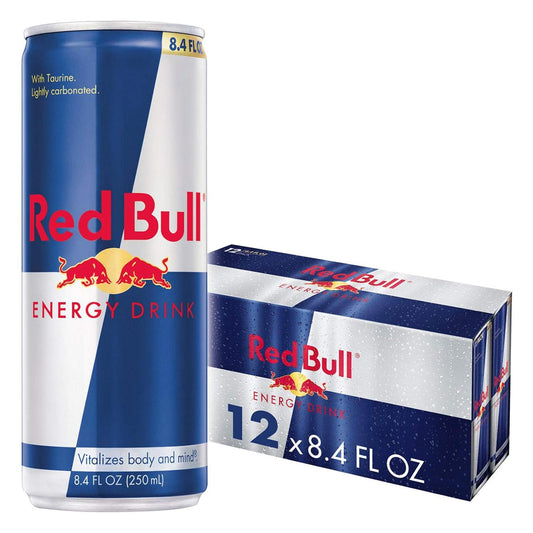 Red Bull Energy Drink variety pack with 24 cans of 8.4 oz Red Edition, Amber Edition, and Yellow Edition energy drinks.