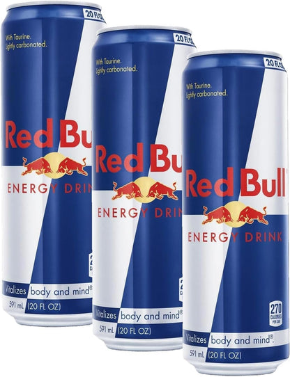 Red Bull Energy Drink Variety Pack with Red, Amber, and Yellow Editions, 8.4 Fl Oz cans, 24-pack displayed in a box.