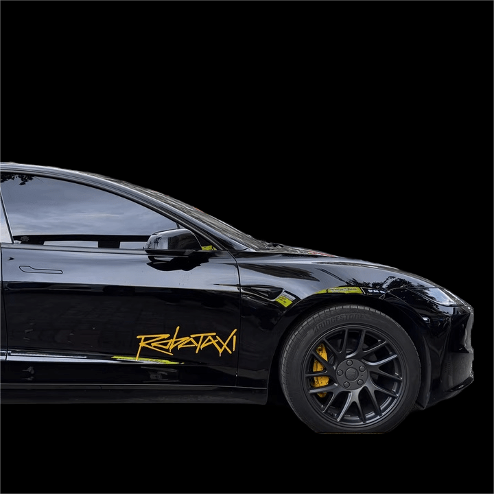 Reflective Robotaxi decal for Tesla body and window, waterproof PVC sticker with robotaxi design, ideal for Tesla vehicles.