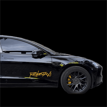 Reflective Robotaxi decal for Tesla body and window, waterproof PVC sticker with robotaxi design, ideal for Tesla vehicles.