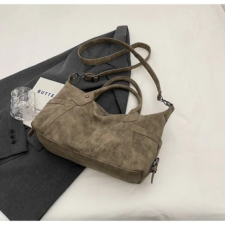 Retro Design PU Leather Shoulder Bags for Women 2024 Korean Fashion High Capacity Armpit Bag Female Crossbody Bag Tote Handbags - BACKUPMYFILESNOW