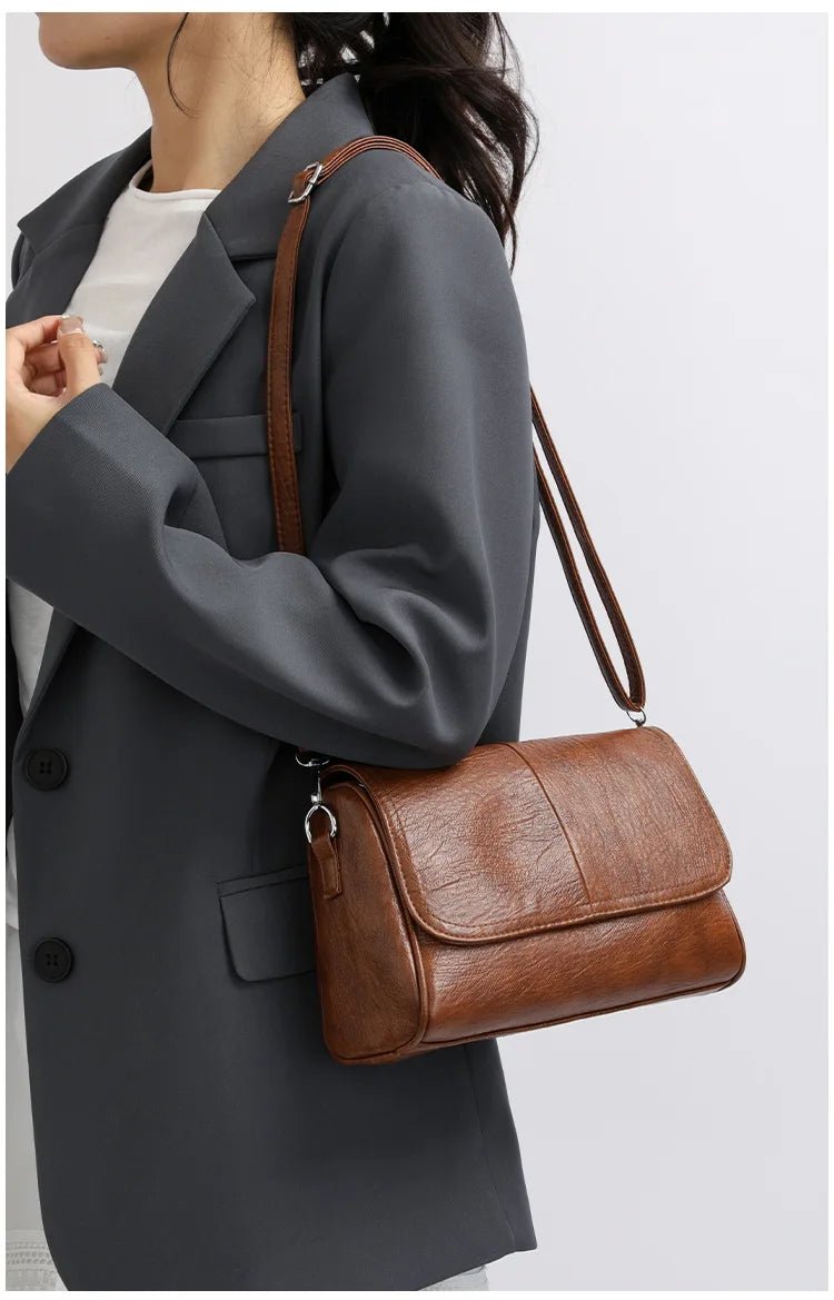 Retro Oil Wax Leather Crossbody Bag,with Textured and Vintage Feel,Simple and Elegant Flap Design,and Adjustable Shoulder Strap - BACKUPMYFILESNOW