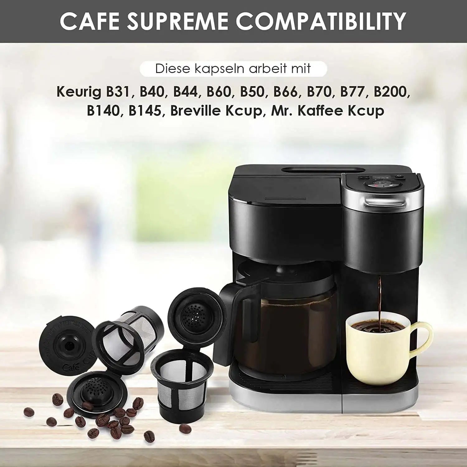 Reusable Coffee Pods, Refillable K - Cup, Single Serve Brew Basket with Spoon& Brush, 3 Capsule Coffee, 51 - 100ML Capacity, - BACKUPMYFILESNOW