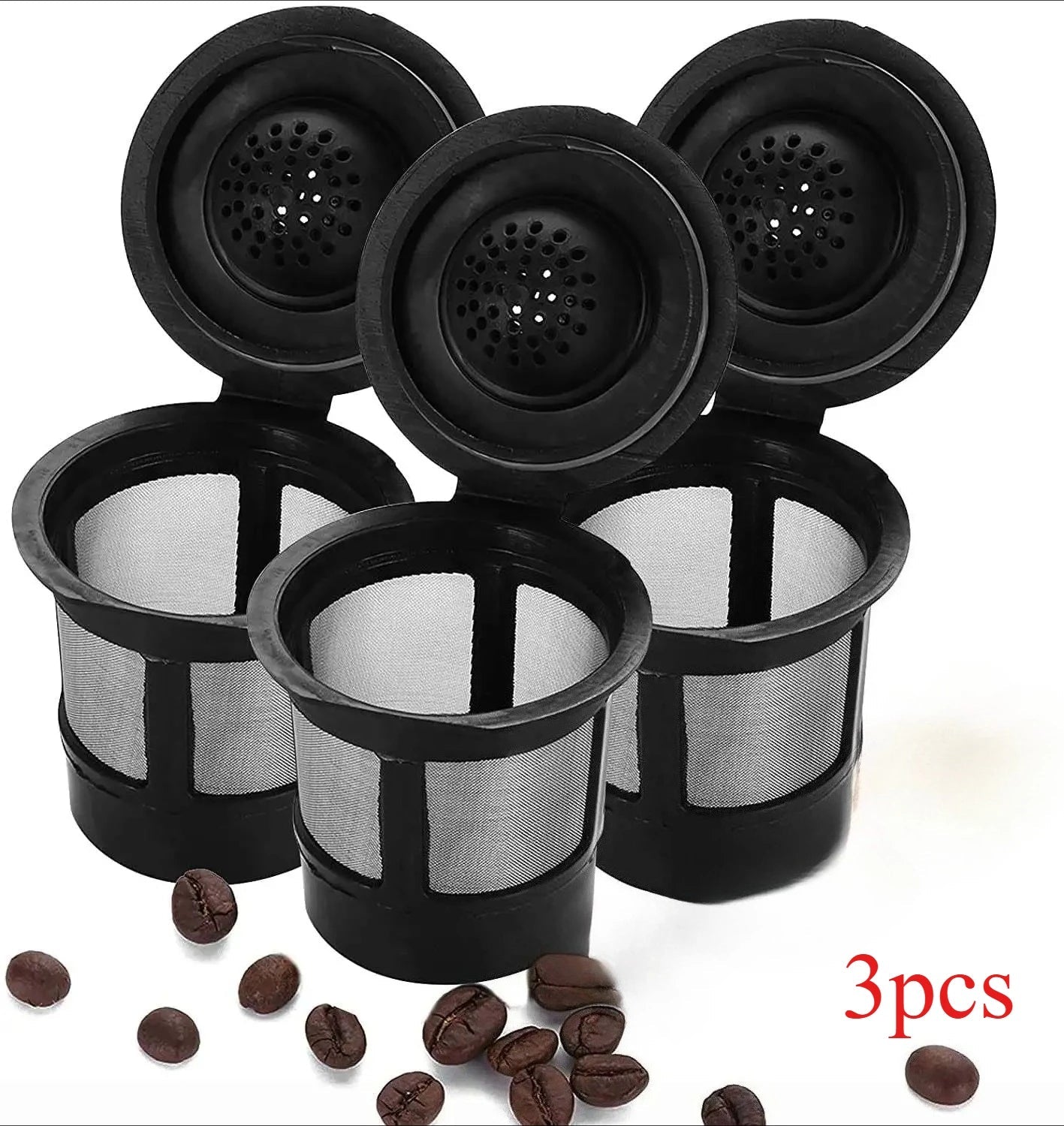 Reusable Coffee Pods, Refillable K - Cup, Single Serve Brew Basket with Spoon& Brush, 3 Capsule Coffee, 51 - 100ML Capacity, - BACKUPMYFILESNOW
