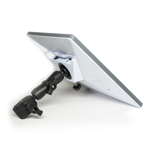 Revolink Satellite Gear Starlink Mini Bar Clamp Mount attached to a satellite dish for secure positioning and support.