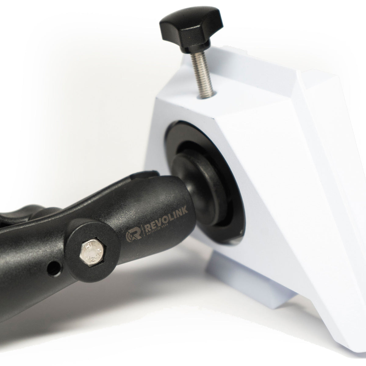 Starlink Mini Bar Clamp Mount by Revolink Satellite Gear, showing the compact clamp used for secure satellite dish installation.